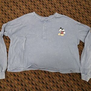 Disney Mickey Mouse Long Sleeve T Shirt Adult Large Blue Graphic Tee